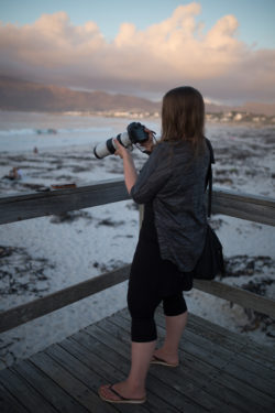 Hillary Fox photographing Cape Town. Photo by Michael Wilson